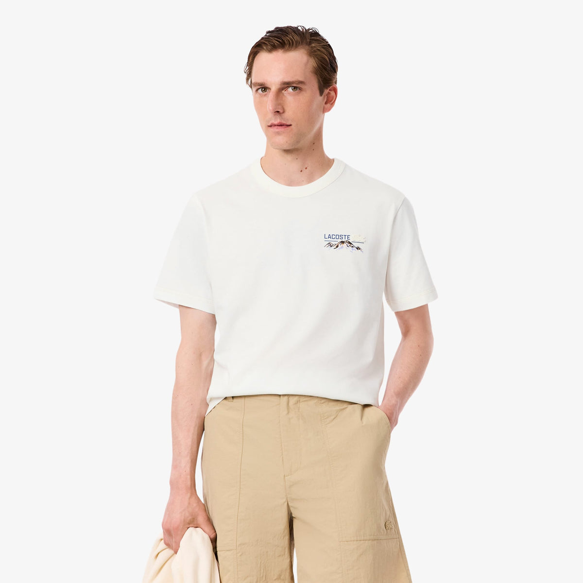Lacoste Erkek Classic Fit Bisiklet Yaka Beyaz T-shirt