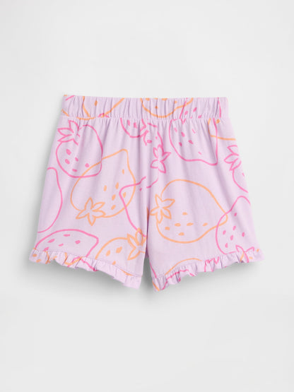 Lila Pull-on Baskılı Şort