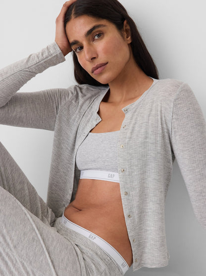 Gri Softmade Organik Stretch Pamuk Gap Logo Bralet