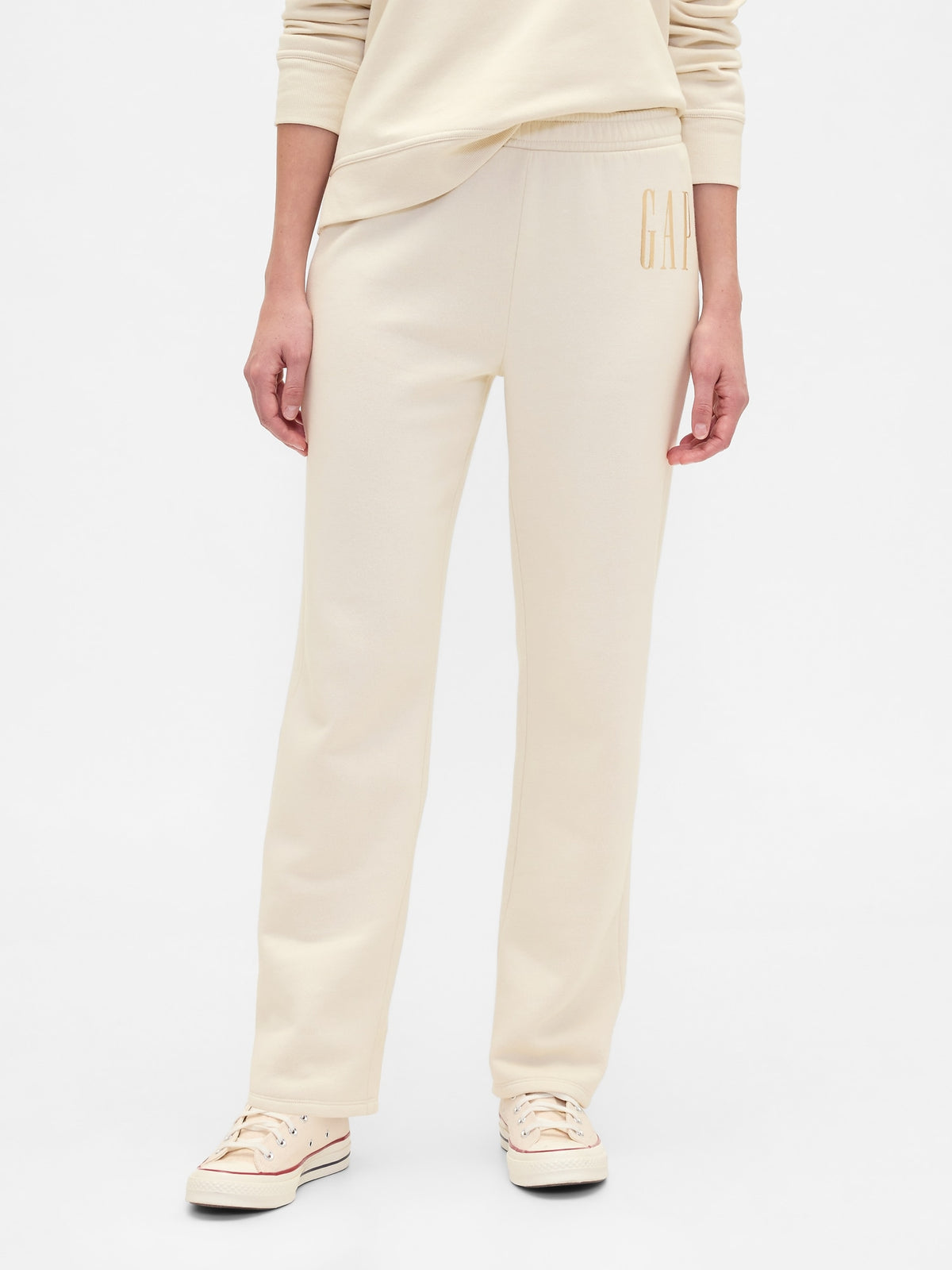 Krem Gap Logo Pull-on Slim Eşofman Altı