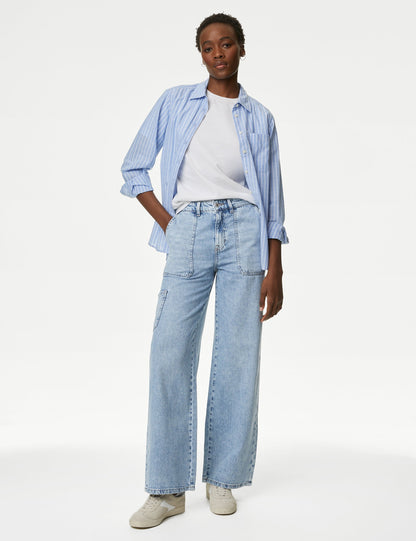 Yüksek Bel Wide Leg Jean Pantolon
