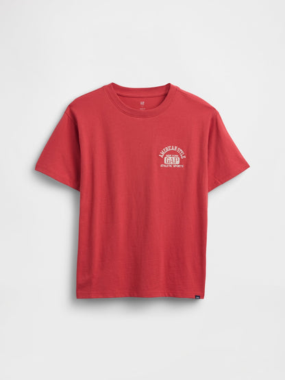 Kırmızı Relaxed Grafik Logo T-shirt
