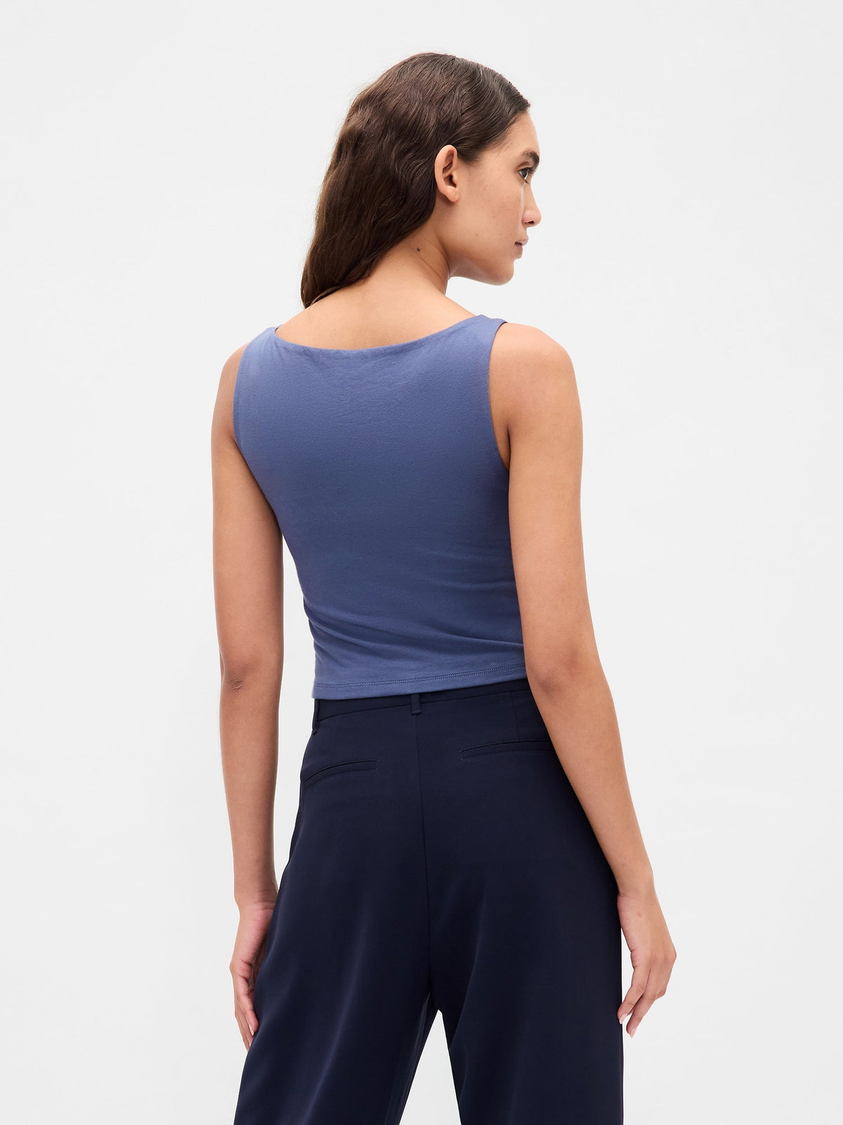 Mavi Closeknit Jersey Botneck Kısa Kolsuz Üst