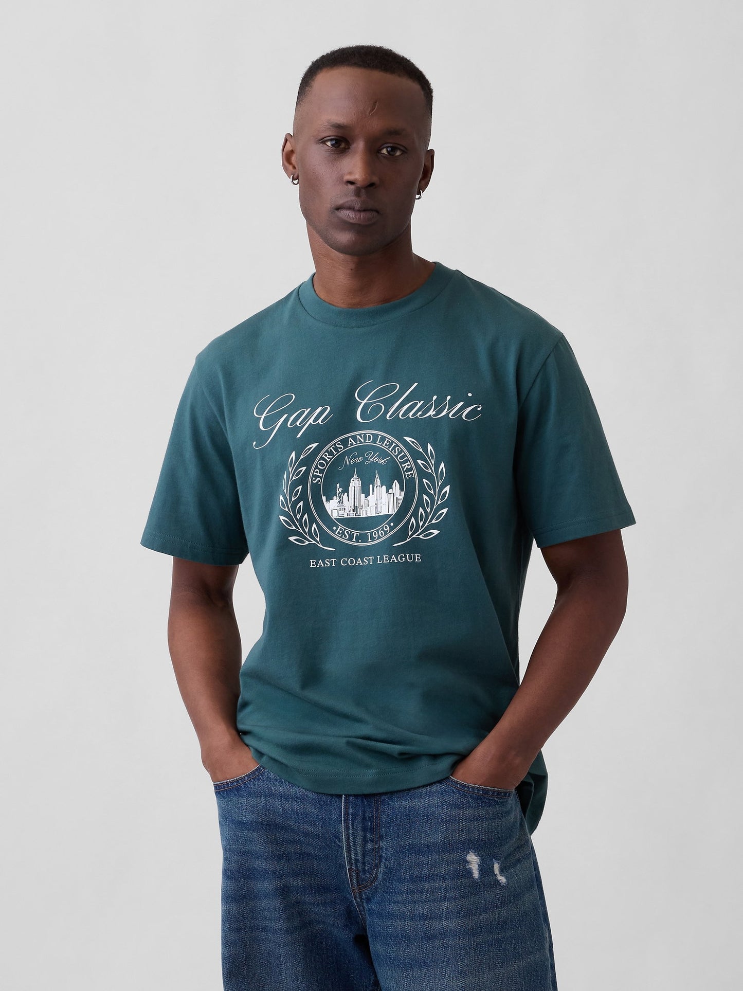 Koyu Yeşil Everyday Soft Relaxed Grafik T-shirt