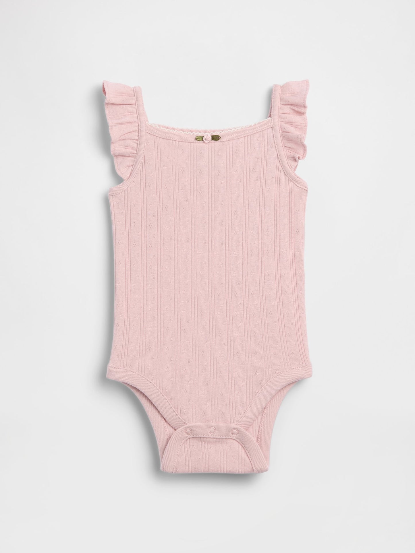 Pembe Pointelle Fitilli Askılı Bodysuit