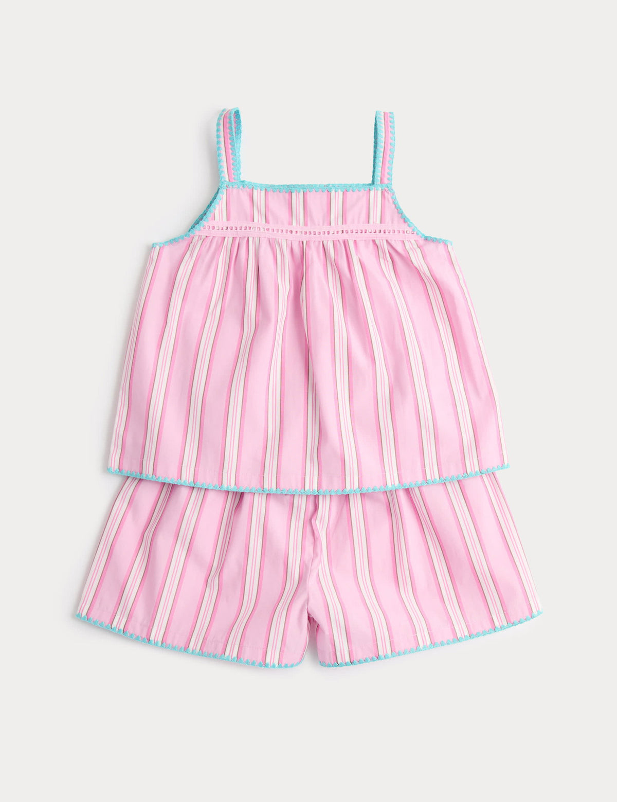 Saf Pamuklu Çizgili Atletli Pijama Takımı