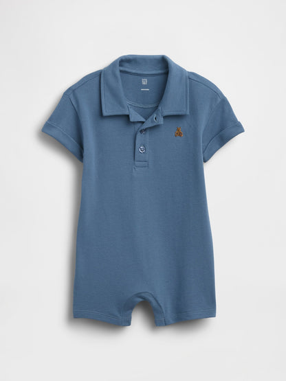 Yeşil Pique Polo Şort Tulum