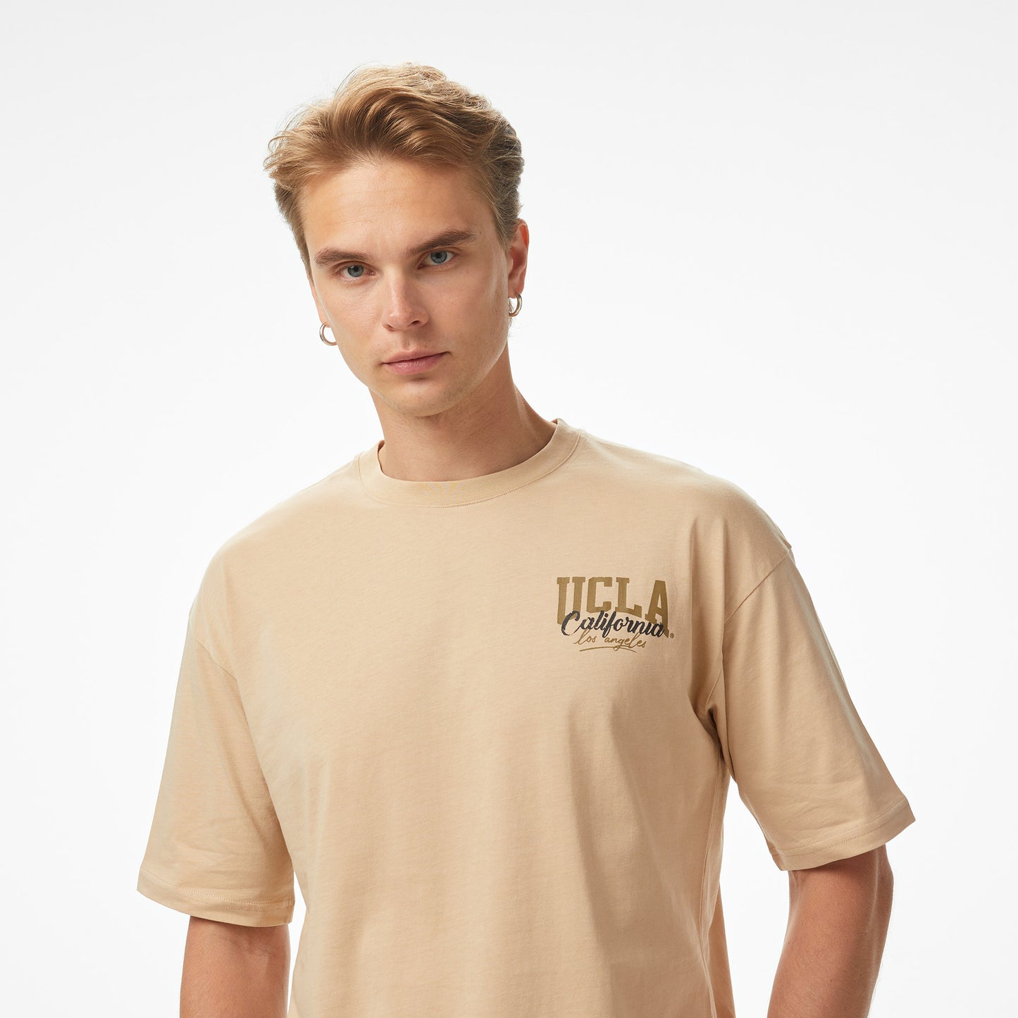 Ucla Baskılı Oversize Erkek Lacivert Tshirt