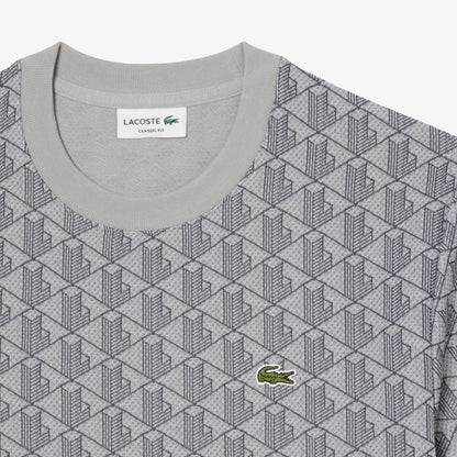 Lacoste Erkek Classic Fit Bisiklet Yaka Monogram Gri T-shirt