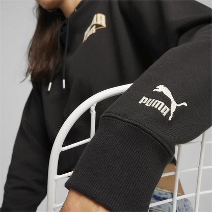 Puma Team Cropped Kadın Siyah Hoodie