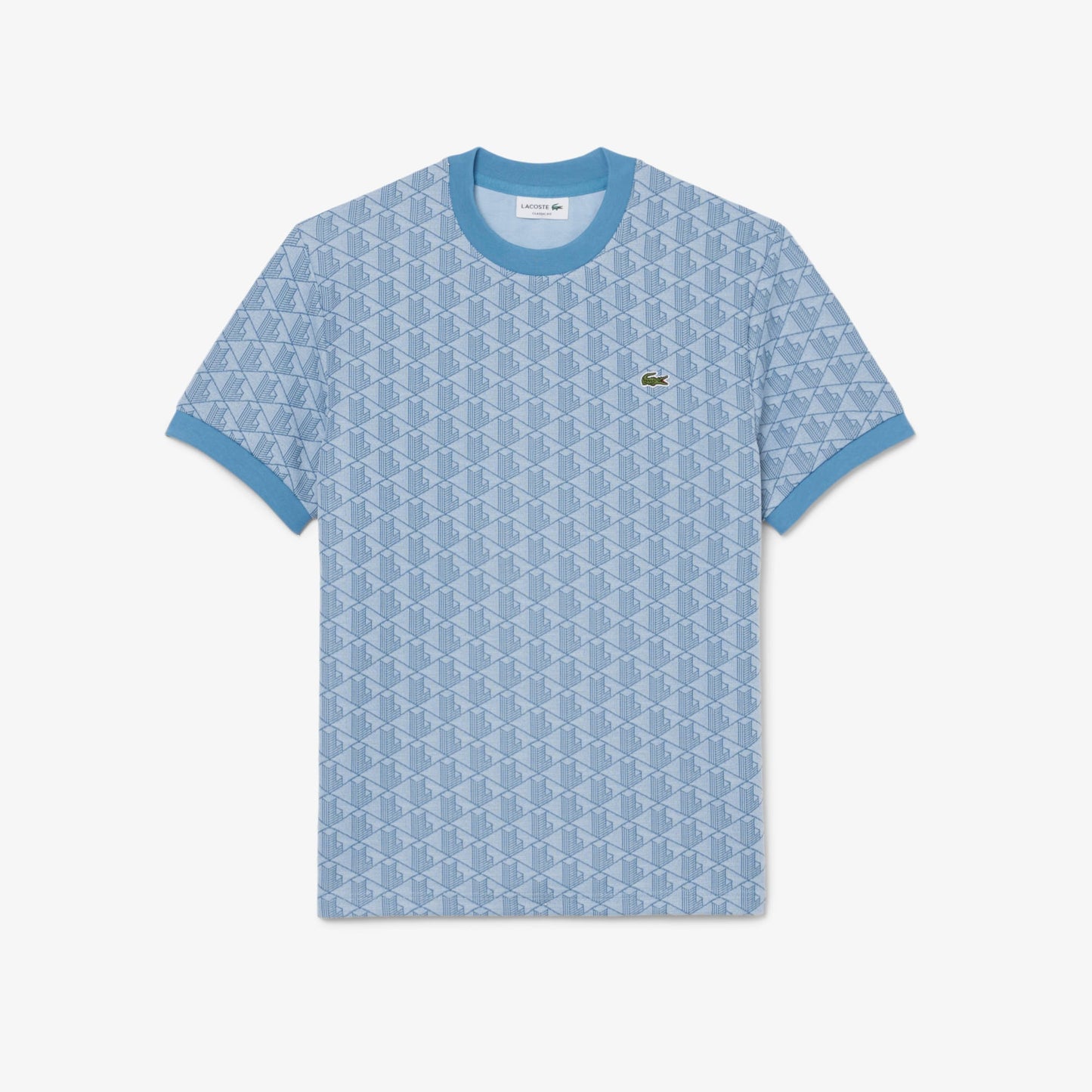 Lacoste Erkek Classic Fit Bisiklet Yaka Monogram Mavi T-shirt