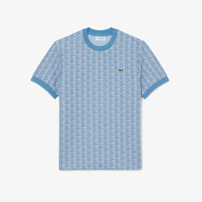 Lacoste Erkek Classic Fit Bisiklet Yaka Monogram Mavi T-shirt
