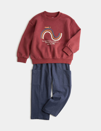 Kaykay Baskılı Sweatshirt Çocuk Takımı