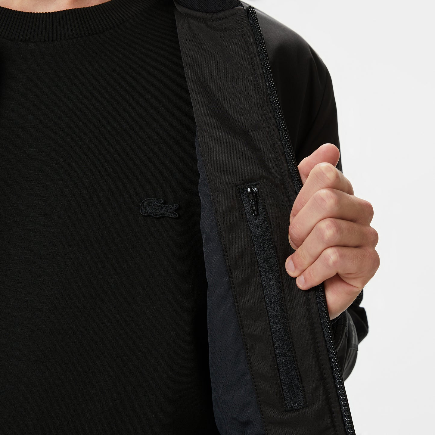 Lacoste Erkek Dik Yaka Siyah Bomber Ceket