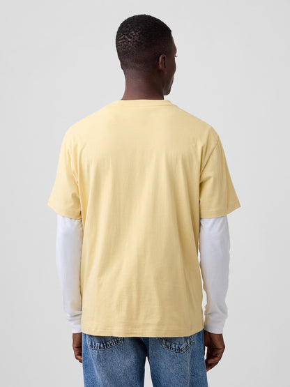 Sarı Everyday Soft Relaxed Grafik T-shirt