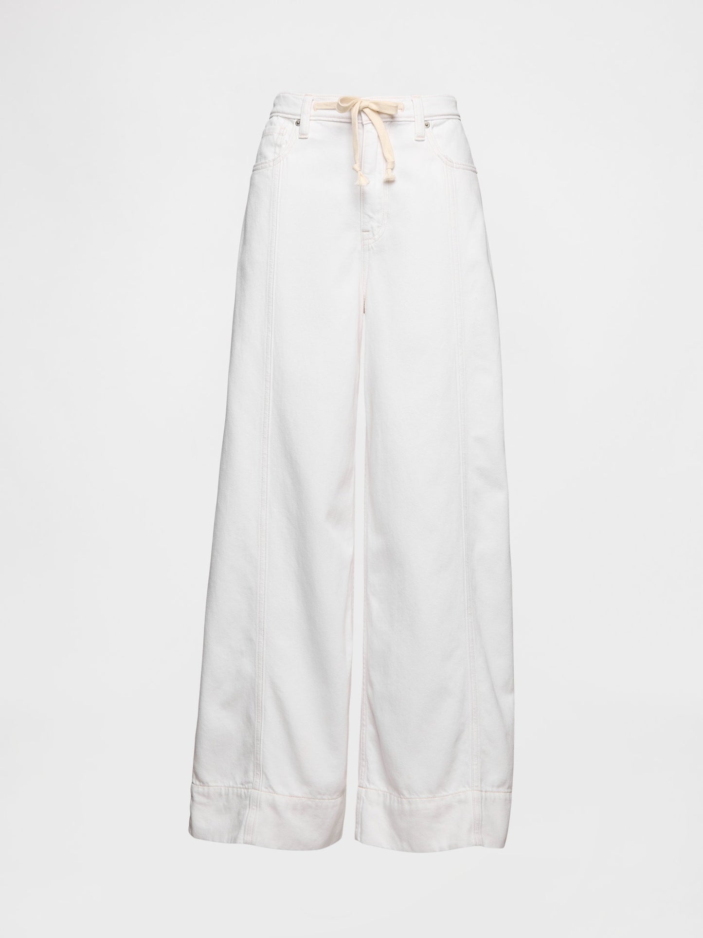 Beyaz Mid Rise Ultrasoft Baggy Jean Pantolon