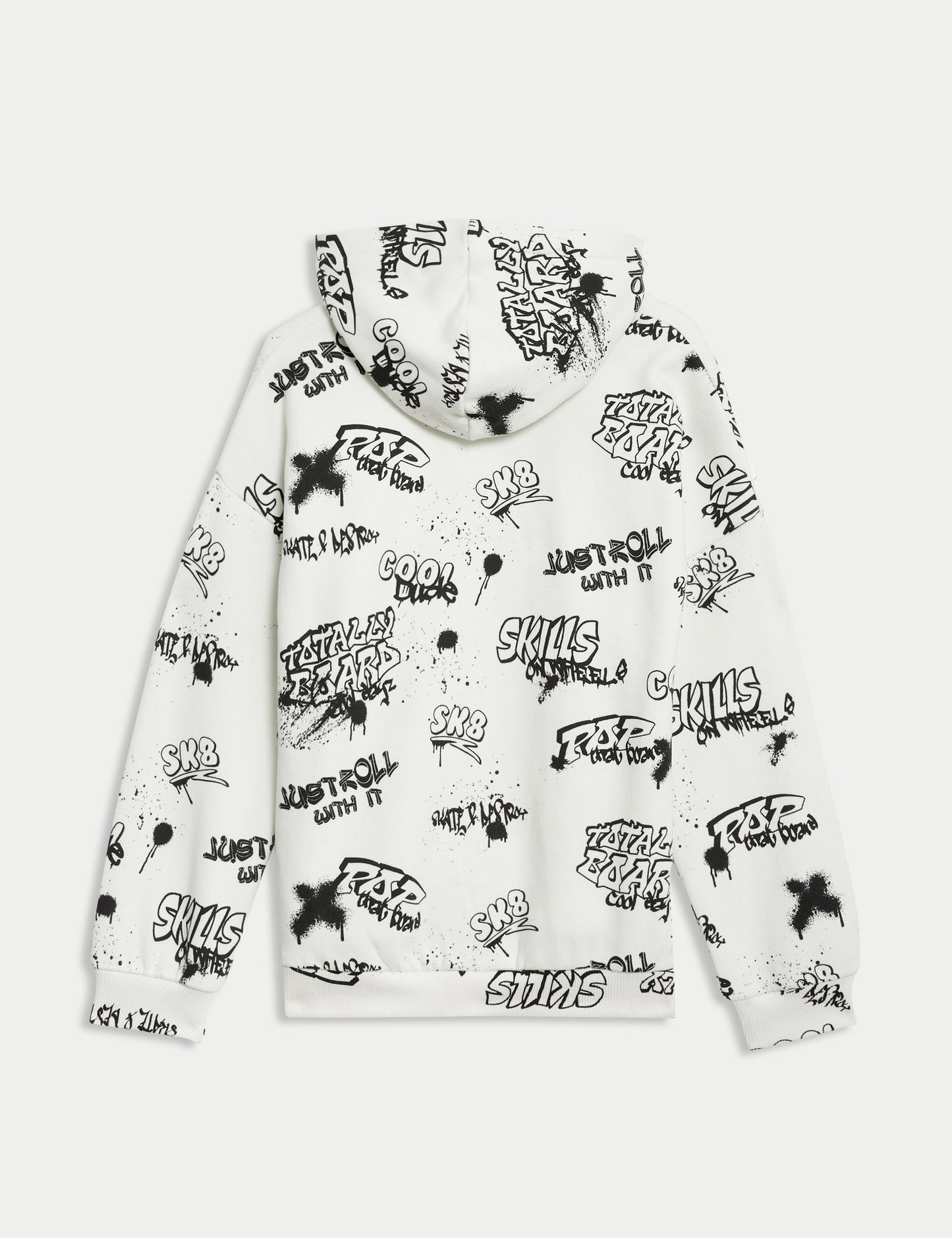 Graffiti Desenli Kapüşonlu Sweatshirt (6-16 Yaş)
