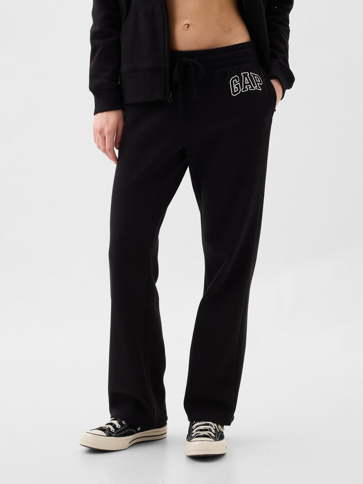 Siyah Gap Logo Bootcut Fleece Eşofman Altı