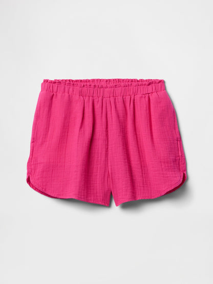 Pembe Crinkle Gauze Şort