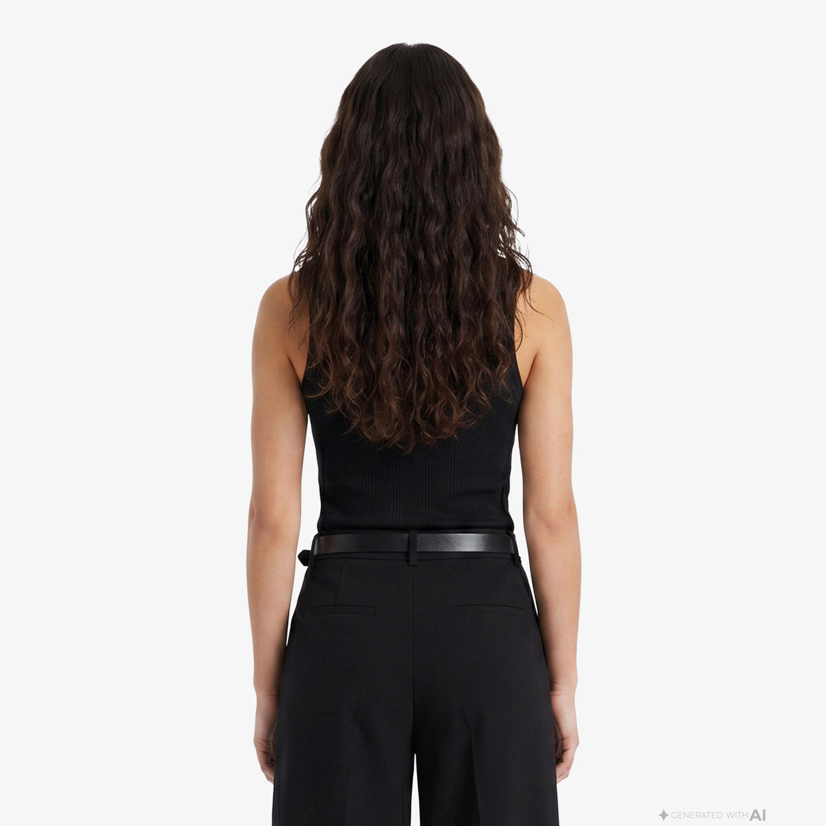 Calvin Klein Varigated Nano Logo Kadın Siyah Kolsuz T-shirt