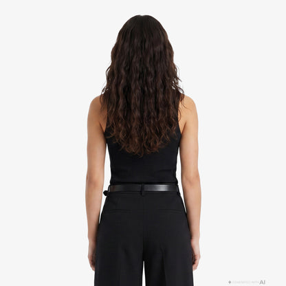 Calvin Klein Varigated Nano Logo Kadın Siyah Kolsuz T-shirt