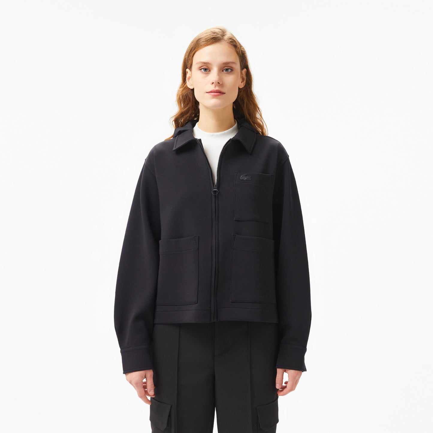 Lacoste Kadın Relaxed Fit Kapüşonlu Siyah Ceket
