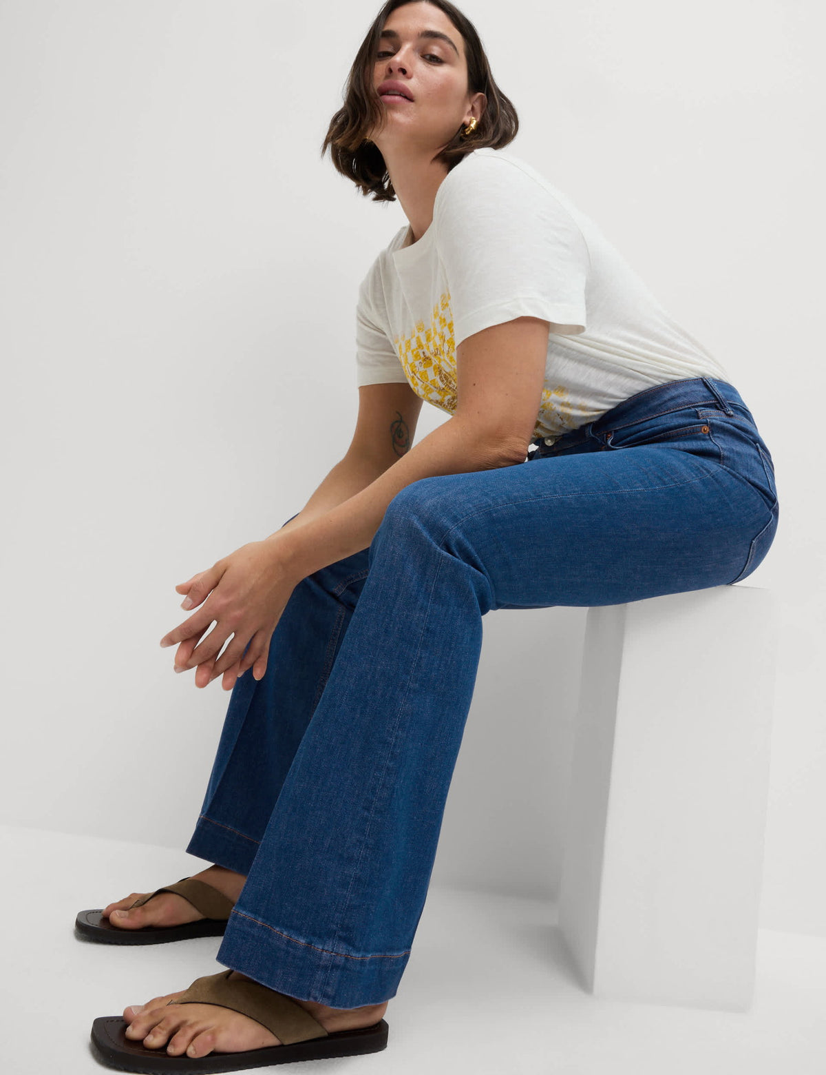 Yüksek Bel Slim Flare Jean Pantolon
