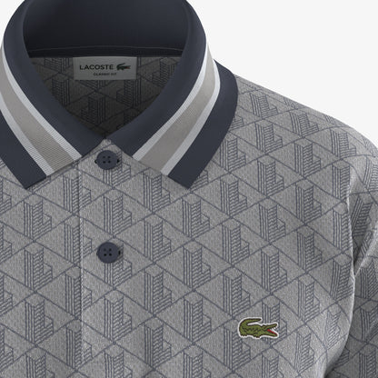 Lacoste Erkek Classic Fit Monogram Gri Polo