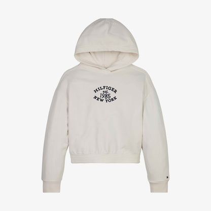 Tommy Hilfiger Monotype Flock Çocuk Beyaz Sweatshirt