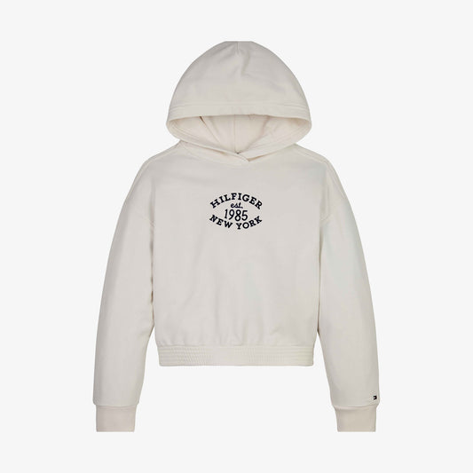 Tommy Hilfiger Monotype Flock Çocuk Beyaz Sweatshirt