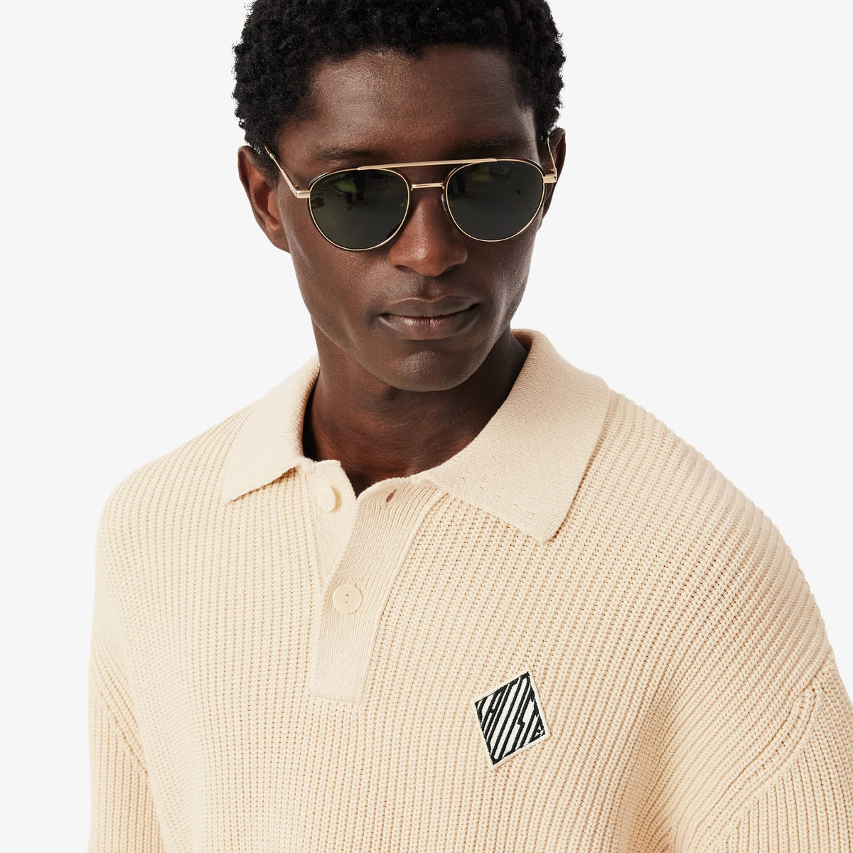Lacoste Erkek Relaxed Fit Polo Yaka Bej Kazak