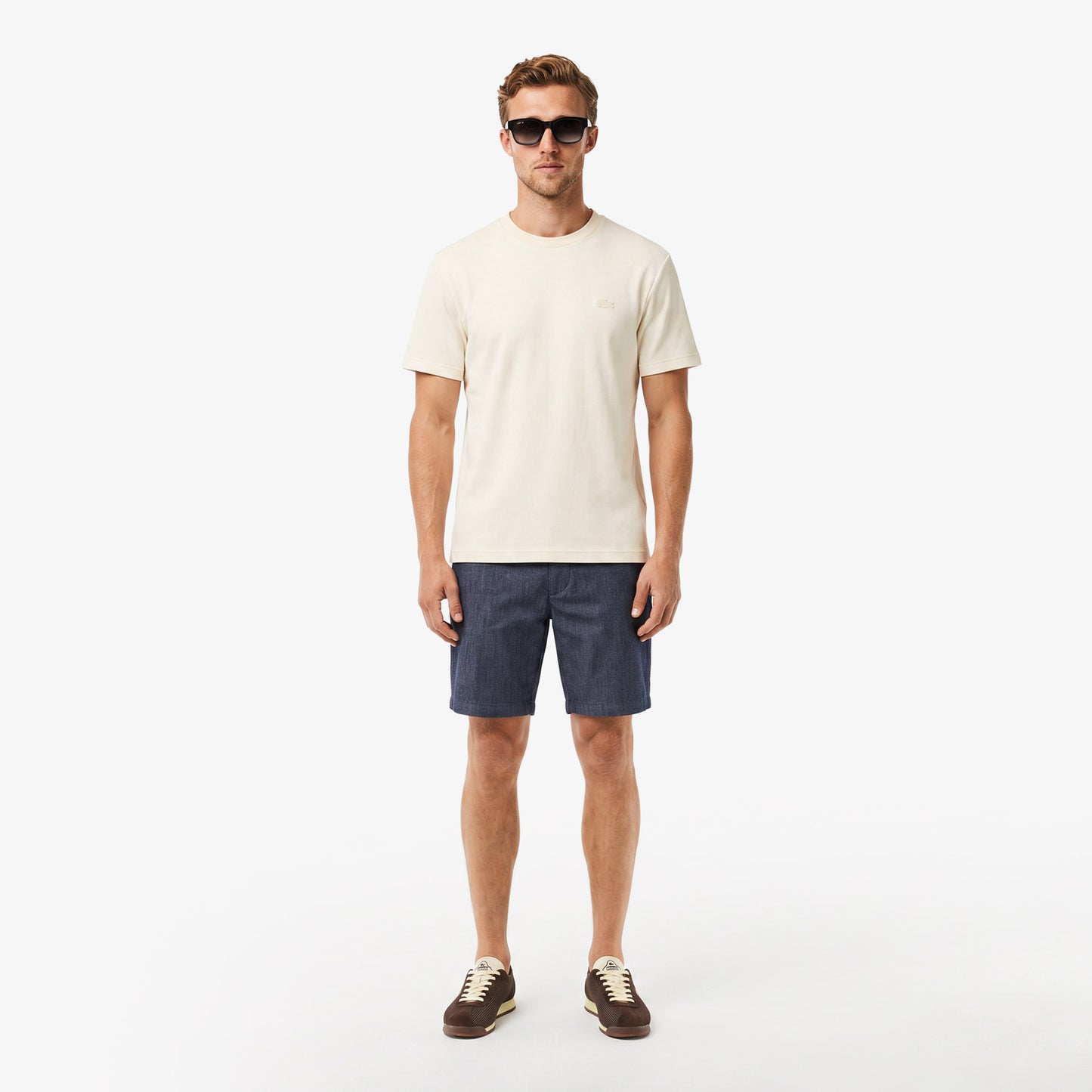 Lacoste Relaxed Fit Bisiklet Yaka Erkek Krem T-shirt