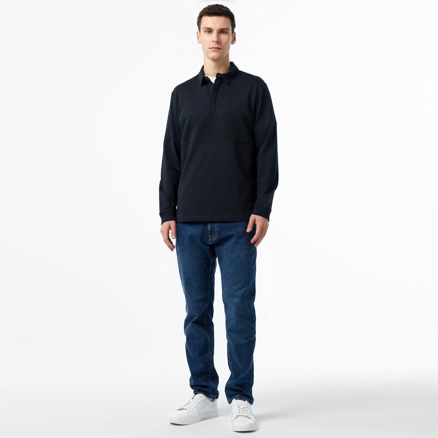 Nautica Erkek Siyah Uzun Kollu Polo Yaka T-shirt