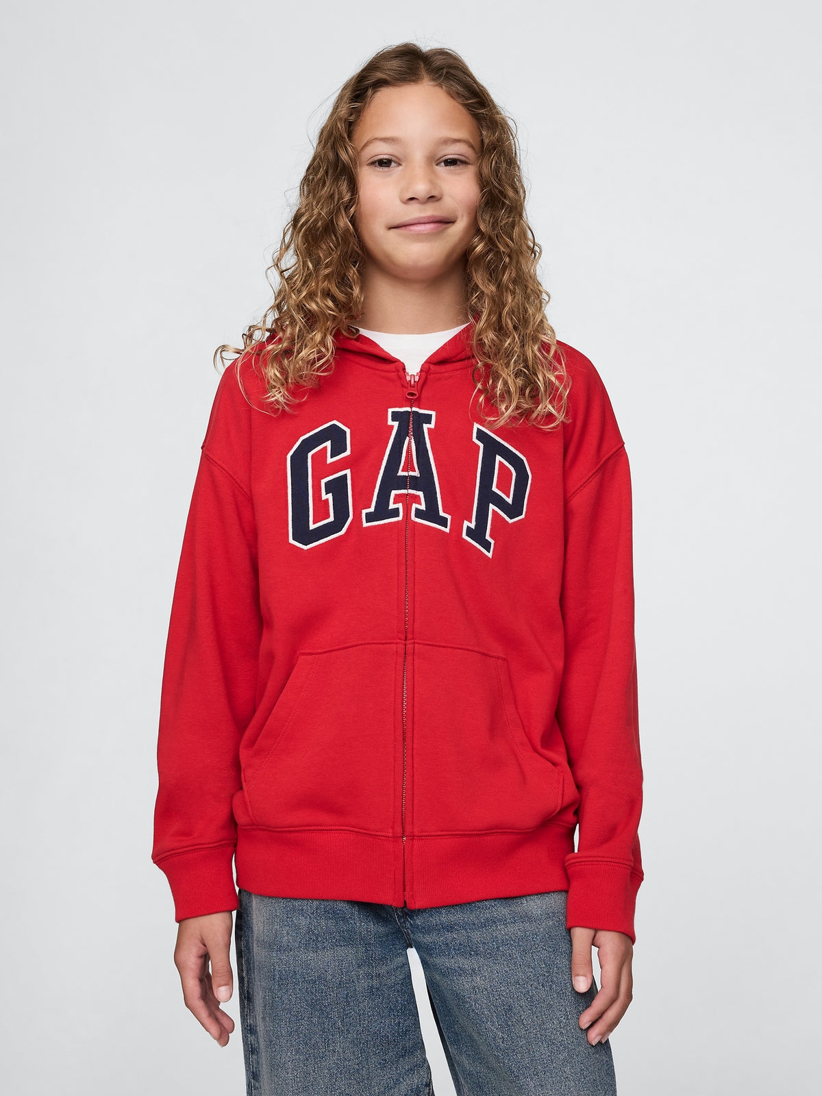 Kırmızı Gap Logo Relaxed Fermuarlı Sweatshirt