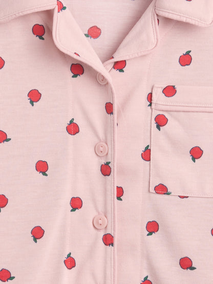 Açık Pembe Recycled Baskılı Pijama Takımı