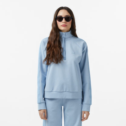 Lacoste Kadın Loose Fit Dik Yaka Mavi Sweatshirt