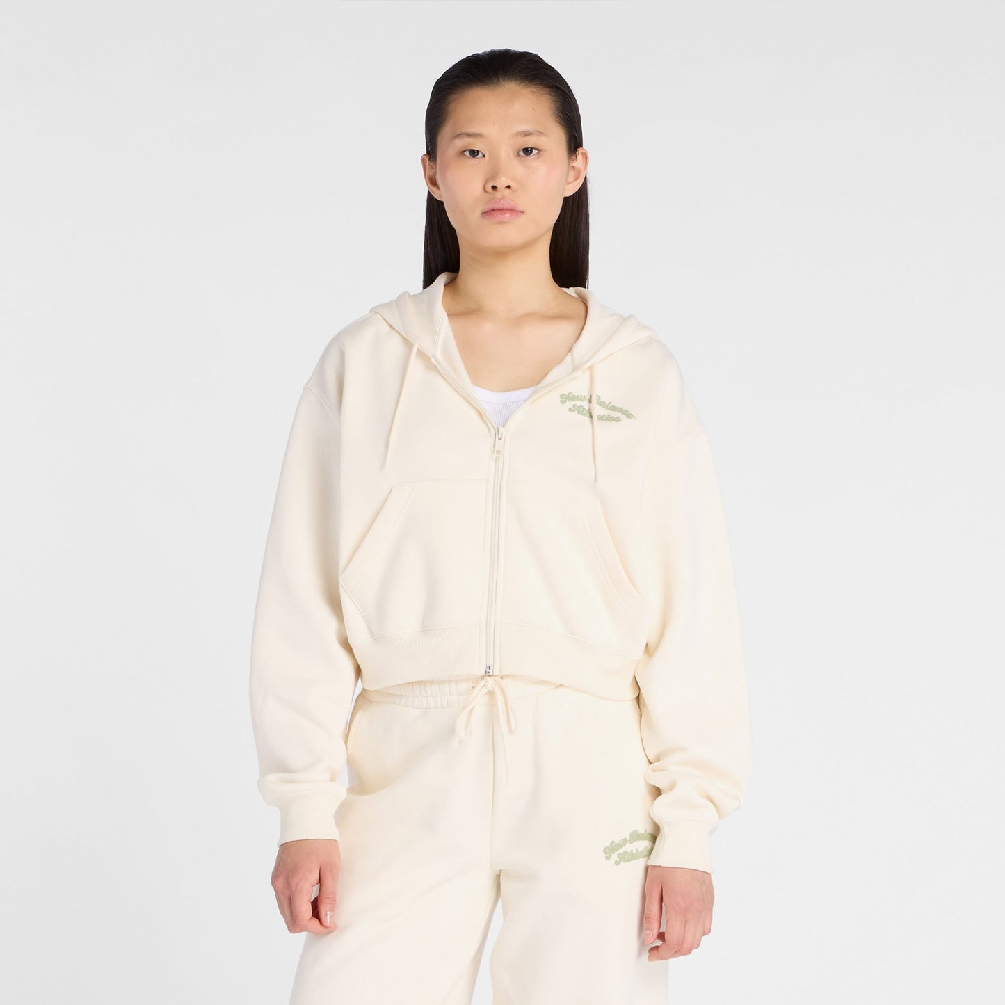 New Balance Linear Heritage Fleece Kadın Beyaz Sweatshirt