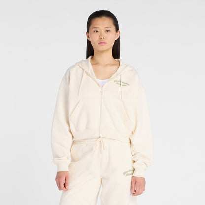 New Balance Linear Heritage Fleece Kadın Beyaz Sweatshirt