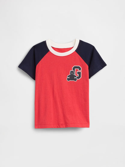 Kırmızı Colorblock Brannan Bear Grafik Baskılı T-shirt