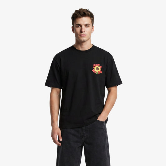 Market Smiley Sunflower Erkek Siyah T-shirt