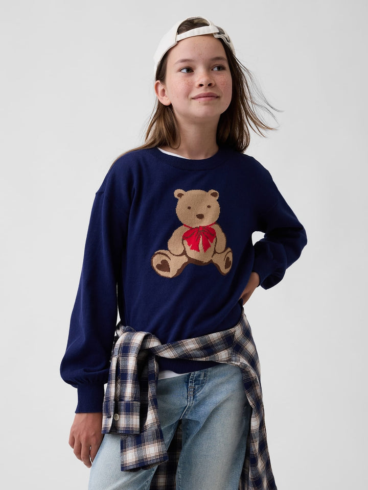 Lacivert Relaxed Intarsia Kazak