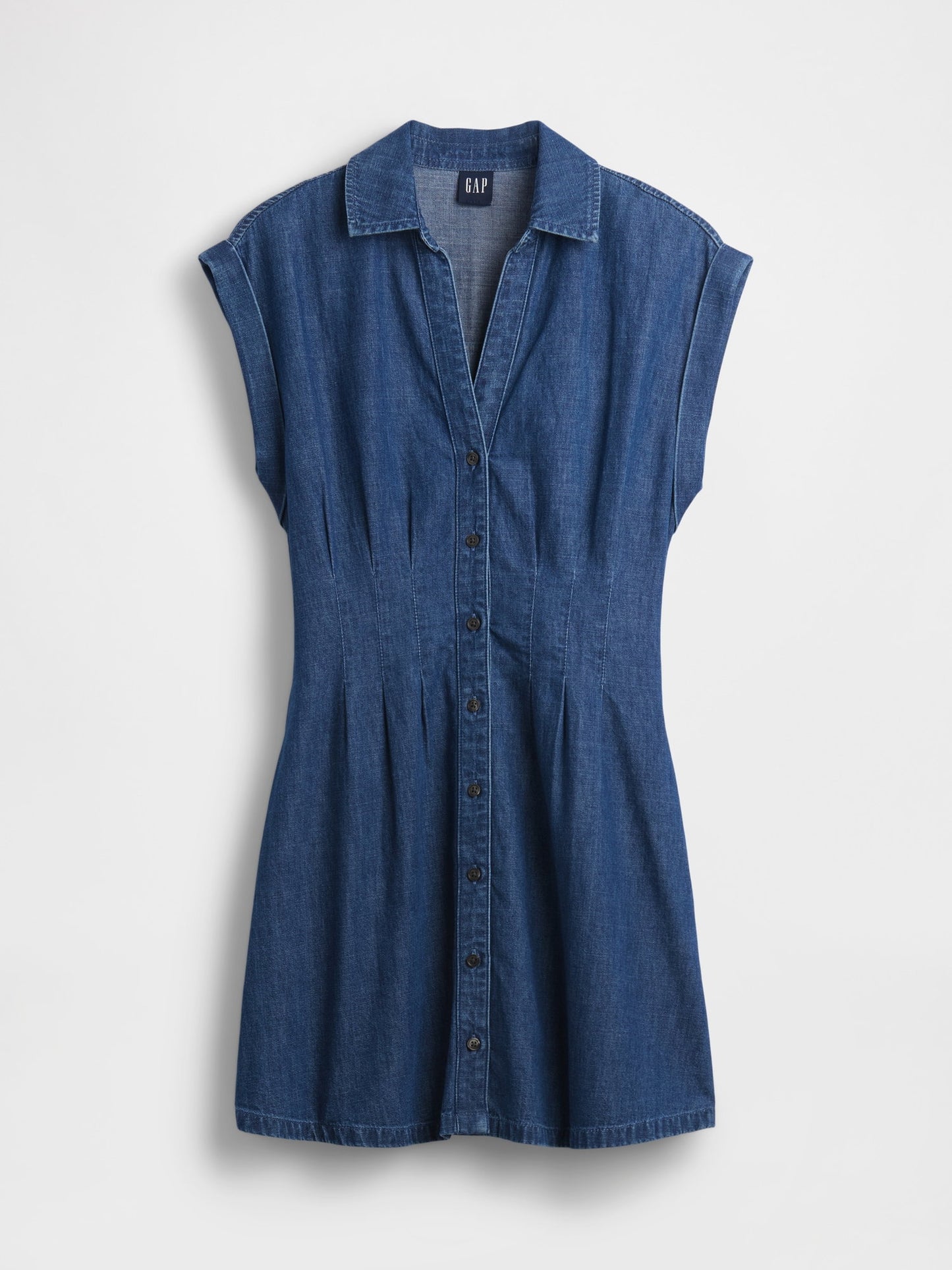 Mavi Denim Pileli Mini Gömlek Elbise