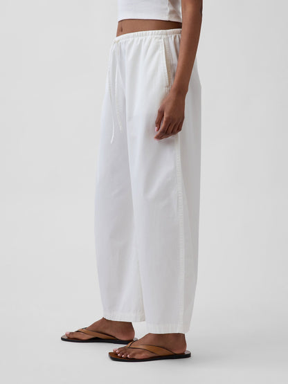 Beyaz Poplin Easy Barrel Pantolon