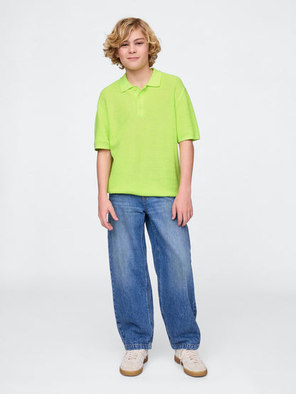 Sarı Relaxed Sweatshirt Polo T-shirt