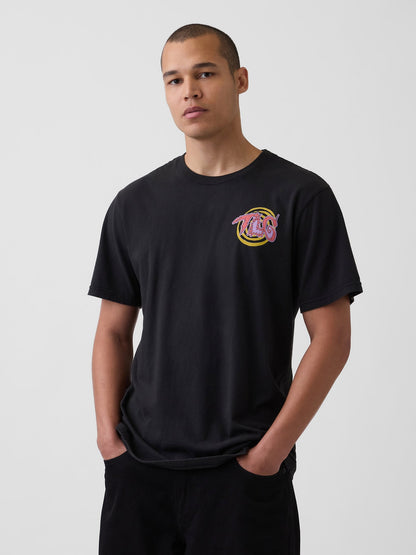 Siyah Tlc Relaxed Grafik Baskılı T-shirt