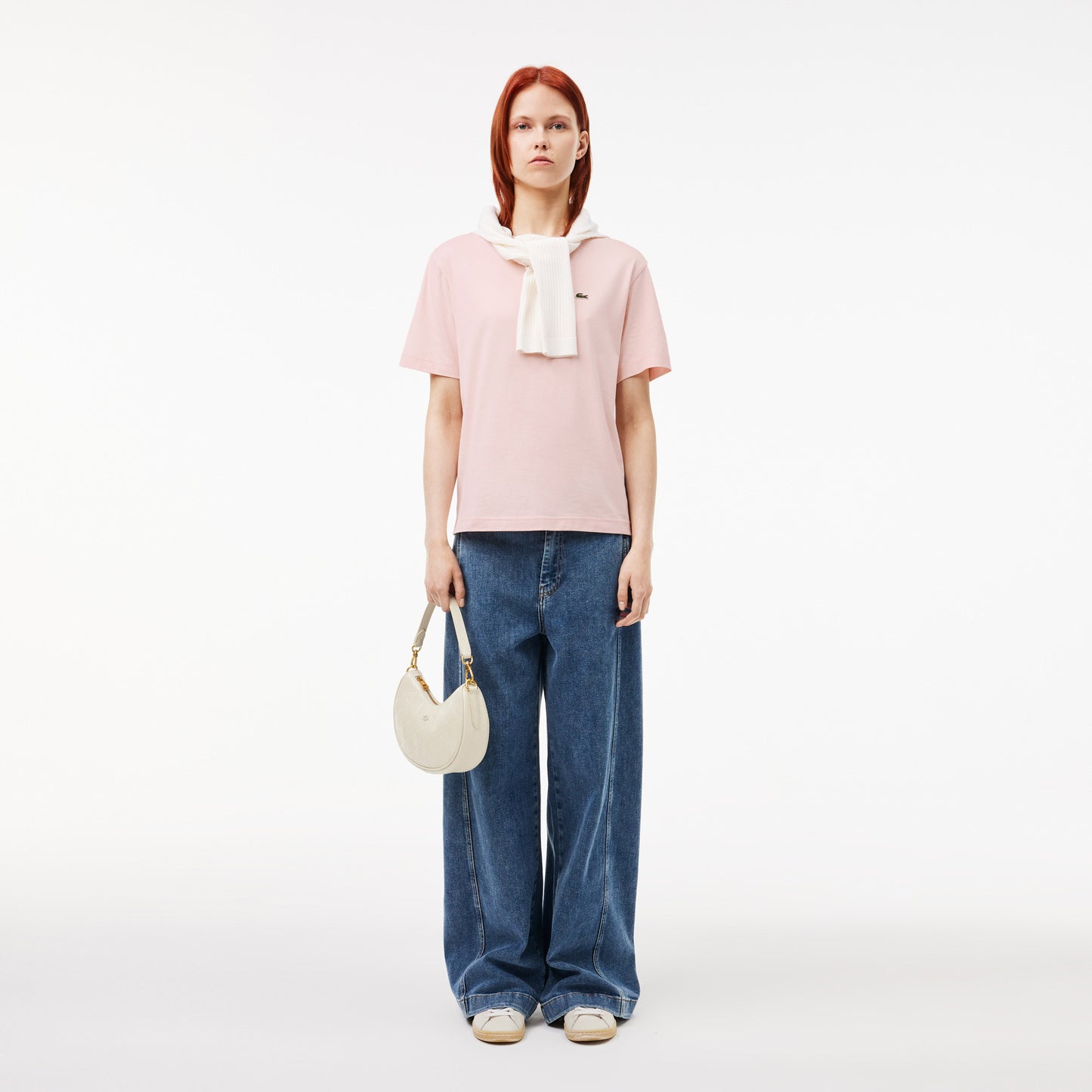 Lacoste Kadın Relaxed Fit Bisiklet Yaka Pembe T-shirt