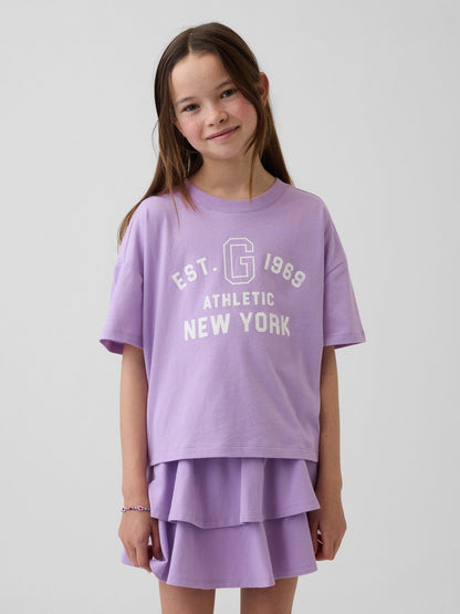 Lila Oversized Crop Logo T-shirt