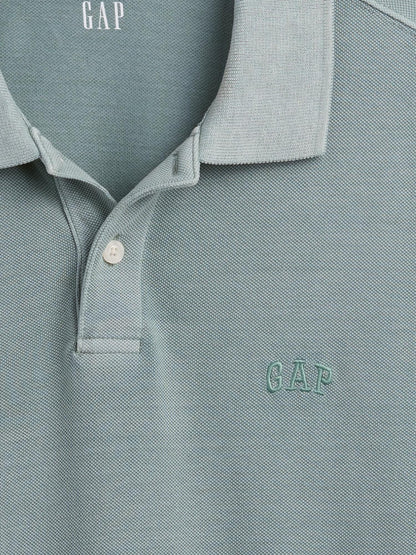 Yeşil Gap Logo Piqué Polo Yaka T-shirt