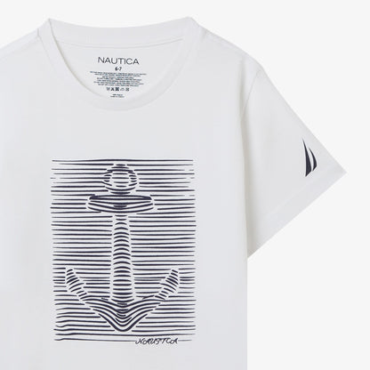 Nautica Erkek Çocuk Beyaz Regular Fit Baskılı T-shirt