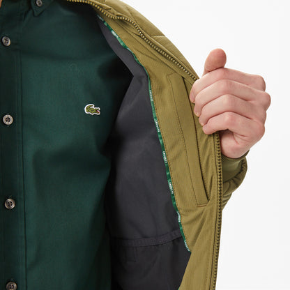 Lacoste Erkek Dik Yaka Kapitone Yeşil Mont